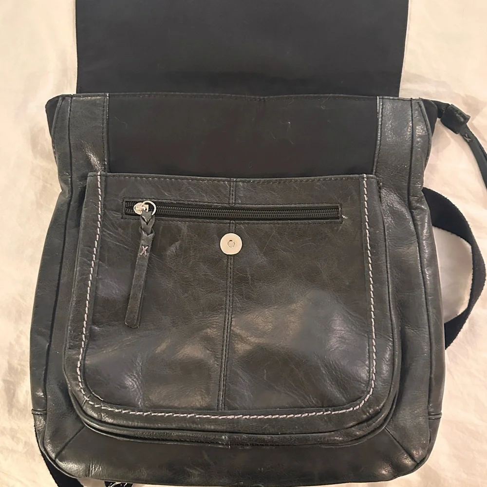 The Sak Charcoal Black Leather Convertible Back-Pack/Messenger Bag
